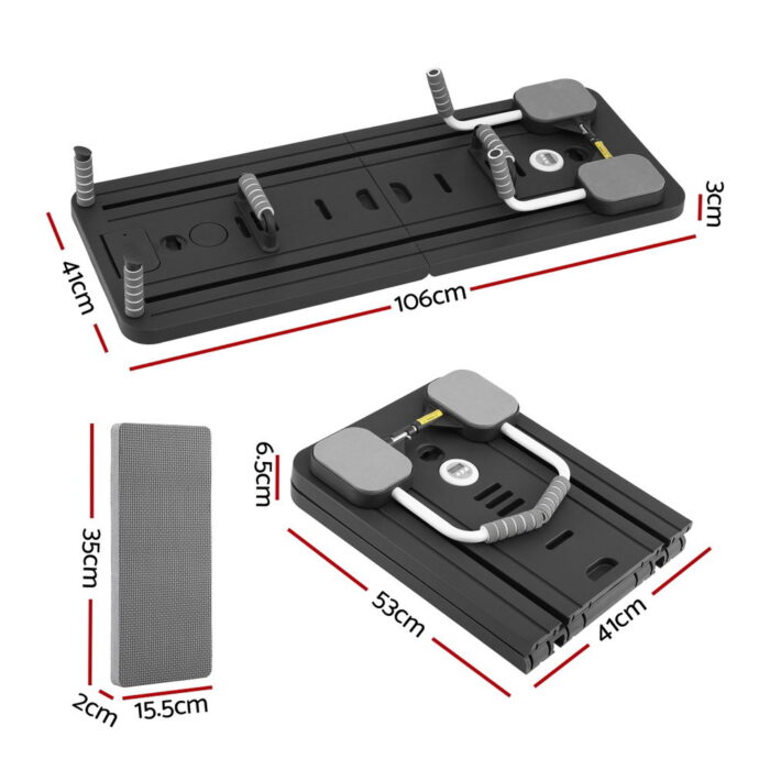 Everfit Pilates Board Foldable Reformer Multi Functional Exercise Trainer Black - Image 2