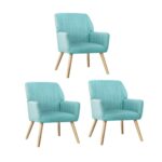 Oikiture 3x Armchair Lounge Sofa Chair Fabric Blue