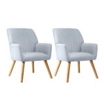 Oikiture 2x Armchair Lounge Sofa Fabric Accent Chairs Armchairs Grey - Image 8