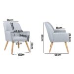 Oikiture 2x Armchair Lounge Sofa Fabric Accent Chairs Armchairs Grey - Image 2