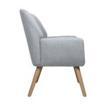 Oikiture 2x Armchair Lounge Sofa Fabric Accent Chairs Armchairs Grey - Image 3