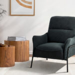 Oikiture 2x Armchair Chenille Fabric Lounge Chair Accent Chair Grey