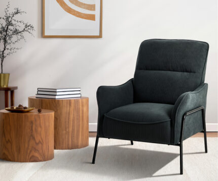 Oikiture 2x Armchair Chenille Fabric Lounge Chair Accent Chair Grey