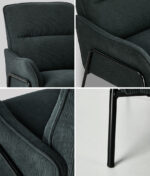 Oikiture 2x Armchair Chenille Fabric Lounge Chair Accent Chair Grey - Image 4