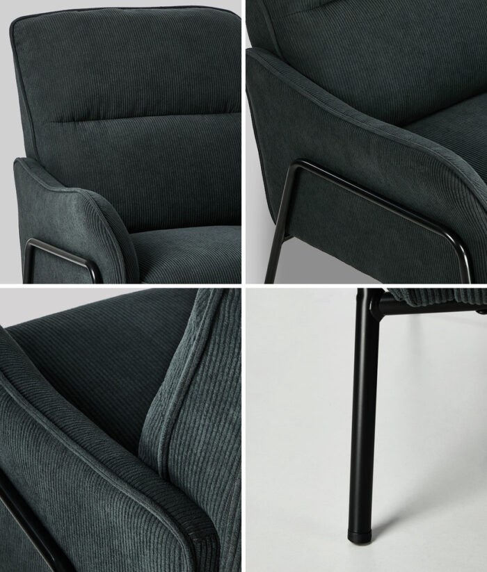 Oikiture 2x Armchair Chenille Fabric Lounge Chair Accent Chair Grey - Image 4