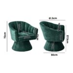 Oikiture 2x Swivel Armchair Linen Fabric Lounge Chair Accent Green - Image 2