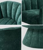 Oikiture 2x Swivel Armchair Linen Fabric Lounge Chair Accent Green - Image 4