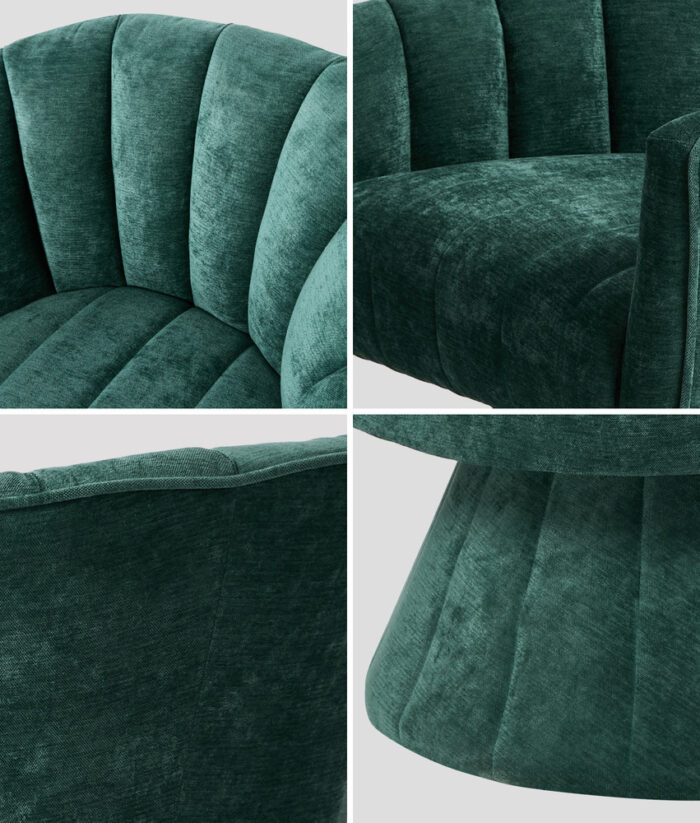 Oikiture 2x Swivel Armchair Linen Fabric Lounge Chair Accent Green - Image 4