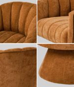 Oikiture 2x Swivel Armchair Linen Fabric Lounge Chair Accent Orange - Image 2
