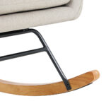 Oikiture Rocking Chair Nursing Armchair Linen Accent Chairs With 2 Pillow Beige - Image 10