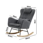 Oikiture 2x Rocking Armchair Nursing Sherpa Chairs With 2 Pillow Grey - Image 8