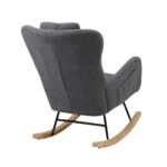 Oikiture 2x Rocking Armchair Nursing Sherpa Chairs With 2 Pillow Grey - Image 7