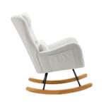 Oikiture Rocking Chair Nursing Armchair Sherpa Accent Chairs With 2 Pillow White - Image 6