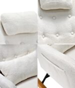 Oikiture Rocking Chair Nursing Armchair Sherpa Accent Chairs With 2 Pillow White - Image 2