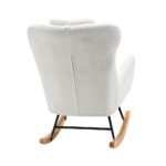Oikiture 2x Rocking Chair Nursing Armchair Sherpa 2 Pillow White - Image 2