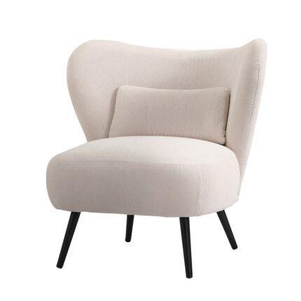 Oikiture 2x Armchair Lounge Chair Lumbar Pillow Wingback Velvet Beige