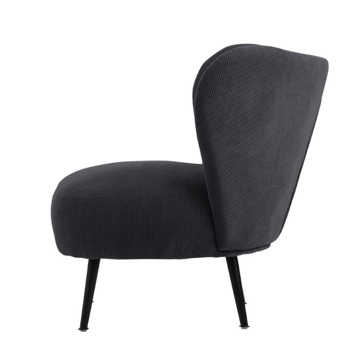 Oikiture 3x Armchair with Lumbar Pillow Wingback Velvet Charcoal - Image 5