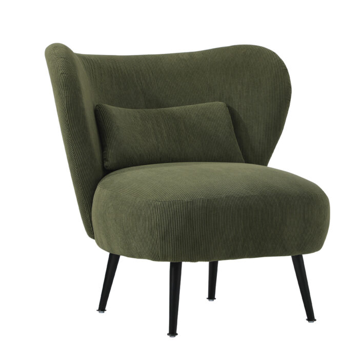 Oikiture 2x Armchair with Lumbar Pillow Wingback Velvet Green - Image 4