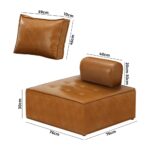 Oikiture 4pcs Pu Leather Sofa Couch Brown - Image 2