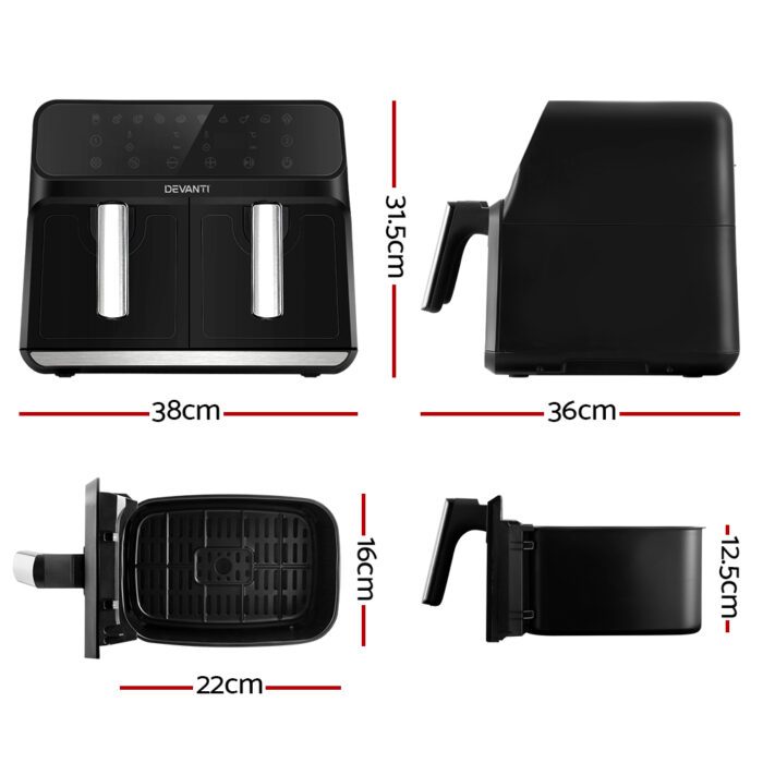 Devanti Air Fryer 8L Dual Zone Fryers - Image 2
