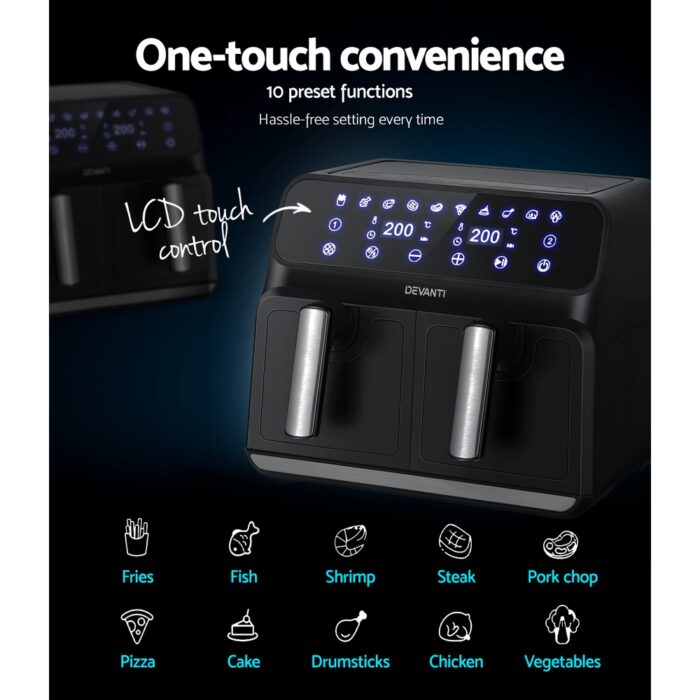 Devanti Air Fryer 8L Dual Zone Fryers - Image 4