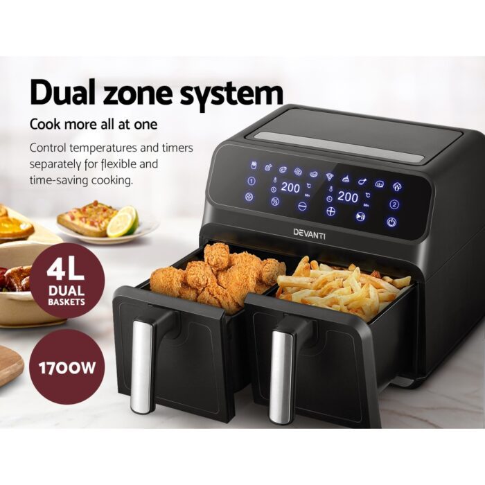 Devanti Air Fryer 8L Dual Zone Fryers - Image 5