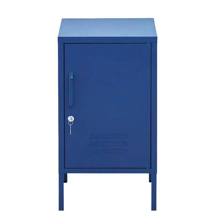 Artiss Bedside Table Metal Cabinet - Blue - Image 3