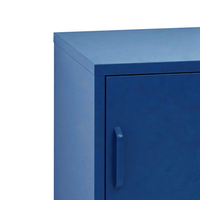 Artiss Bedside Table Metal Cabinet - Blue - Image 5