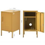 Artiss Bedside Table Metal Cabinet - Yellow - Image 4