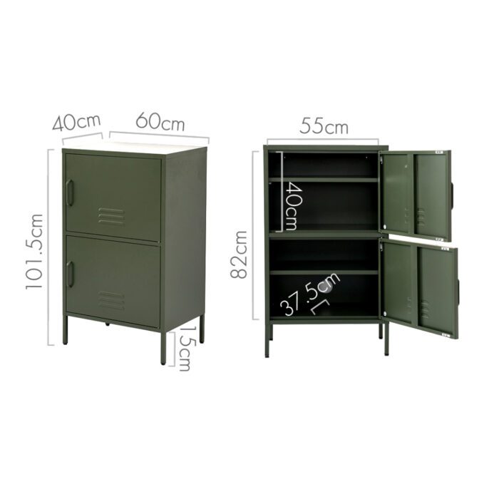 Artiss Buffet Sideboard Metal Cabinet - DOUBLE Green - Image 4
