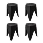 Artiss 4PC Puzzle Stool Plastic Bar Stools Stackable Black - Image 5