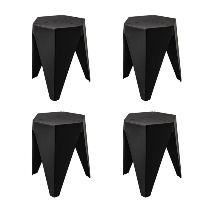 Artiss 4PC Puzzle Stool Plastic Bar Stools Stackable Black - Image 5