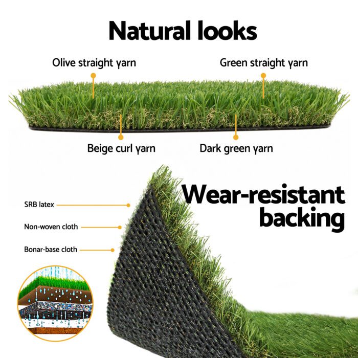 Prime Turf Artificial Grass 30mm 2mx5m 20SQM Synthetic Fake Lawn Turf Plastic Plant 4-coloured - Image 6