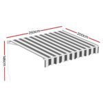 Instahut Retractable Folding Arm Awning Manual Sunshade 2.5Mx2M Grey White - Image 2