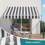 Instahut Retractable Folding Arm Awning Manual Sunshade 2.5Mx2M Grey White - Image 6