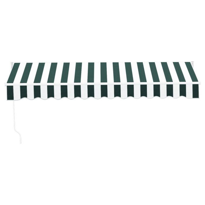 Instahut Retractable Folding Arm Awning Manual Sunshade 3Mx2.5M Green White - Image 3
