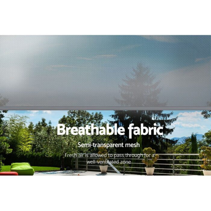 Instahut 3X2.5M Outdoor Blinds Awning Roll Down Screen Fabric Blinds Outdoor Window Shade Grey - Image 6