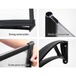 Instahut Window Awning Door Canopy 1m x 4m Transparent Sheet Black Plastic Frame - Image 6