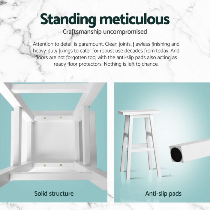 Artiss 4x Bar Stools Kitchen Chairs Wooden White - Image 6