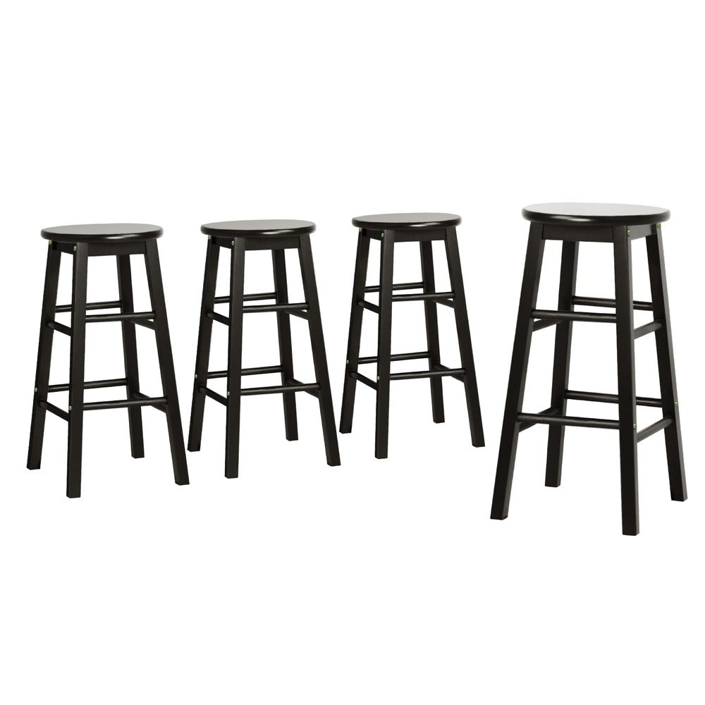 BA-G-7033-BKX4-202503041126-00 Artiss 4x Bar Stools Round Chairs Wooden Black - Image 1