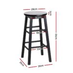 Artiss 4x Bar Stools Round Chairs Wooden Black - Image 2
