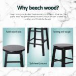 Artiss 4x Bar Stools Round Chairs Wooden Black - Image 4