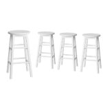 Artiss 4x Bar Stools Round Chairs Wooden White - Image 3