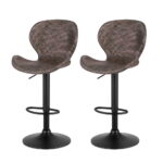 Artiss 2x Bar Stools Kitchen Swivel Gas Lift Counter Chair Wing PE Rattan Brown