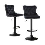 Artiss 2x Velvet Bar Stool Adjustable Height Nailhead Trim Kitchen Counter Stool