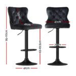 Artiss 2x Velvet Bar Stool Adjustable Height Nailhead Trim Kitchen Counter Stool - Image 2