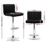 Artiss 4x Bar Stools Gas Lift Leather Black - Image 2