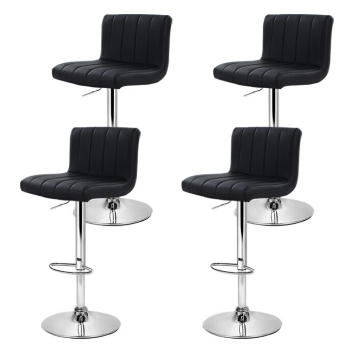 Artiss 4x Bar Stools Gas Lift Leather Black - Image 3