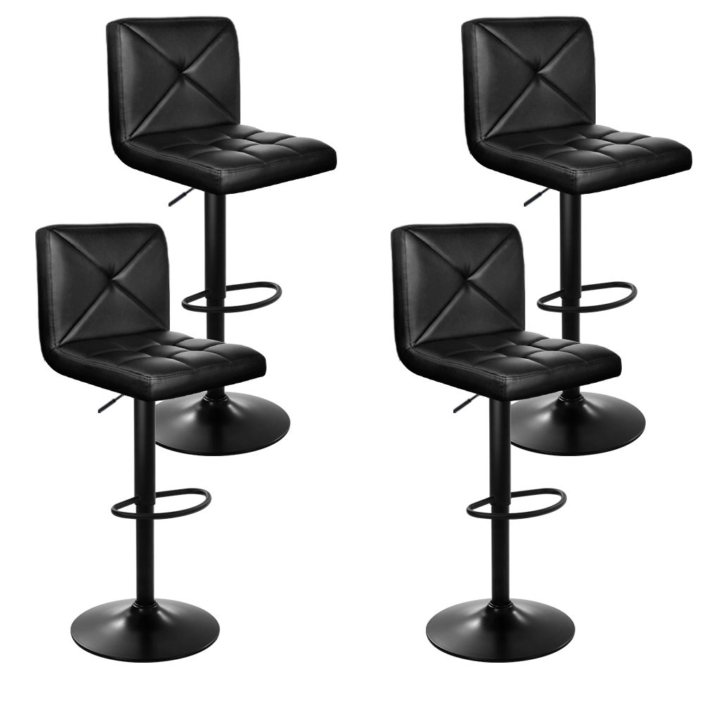 BA-K-1536-BKX4-202503051326-00 Artiss 4x Bar Stools Gas Lift Leather Chair Black - Image 1