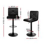 Artiss 4x Bar Stools Gas Lift Leather Chair Black - Image 2